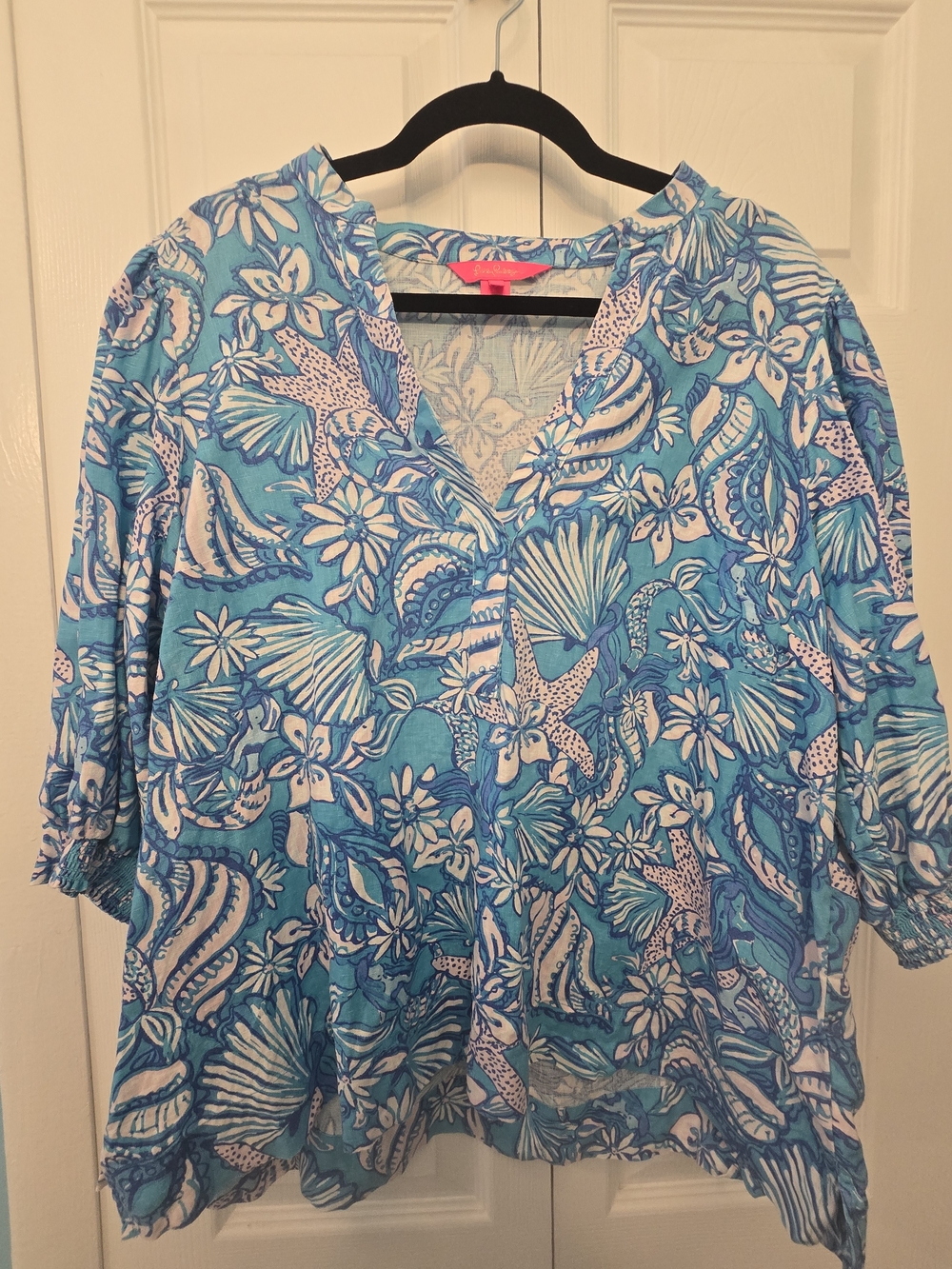 Lilly Pulitzer Mialeigh Linen Blouse XL